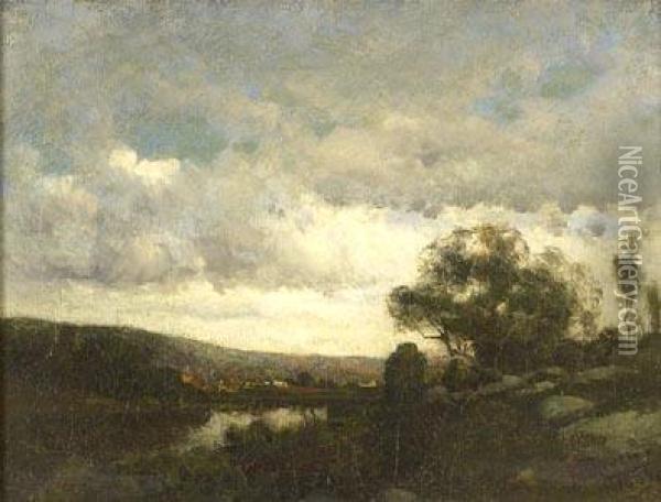 River Landscape Oil Painting - Franklin De Haven