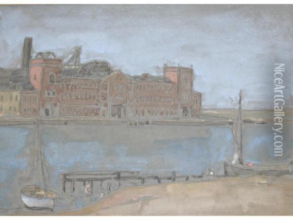 Portslade Electricity Works Oil Painting - Horace Mann Livens