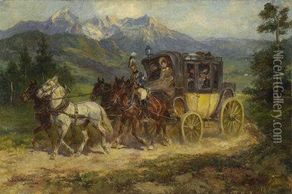 Postkutsche In Gebirgslandschaft Oil Painting - Anton Hoffmann