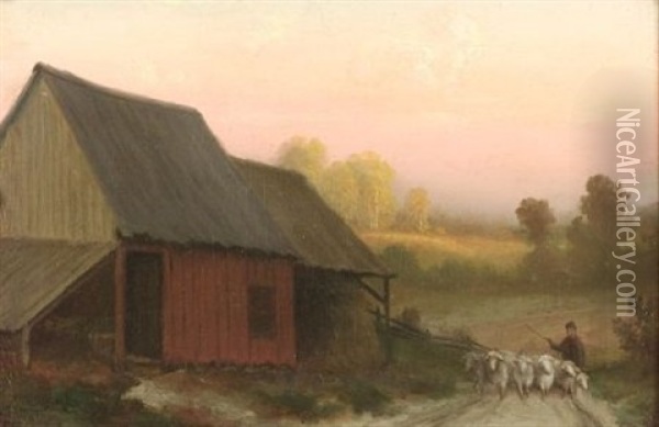 The Flock Returns Home Oil Painting - Robert Ward Van Boskerck