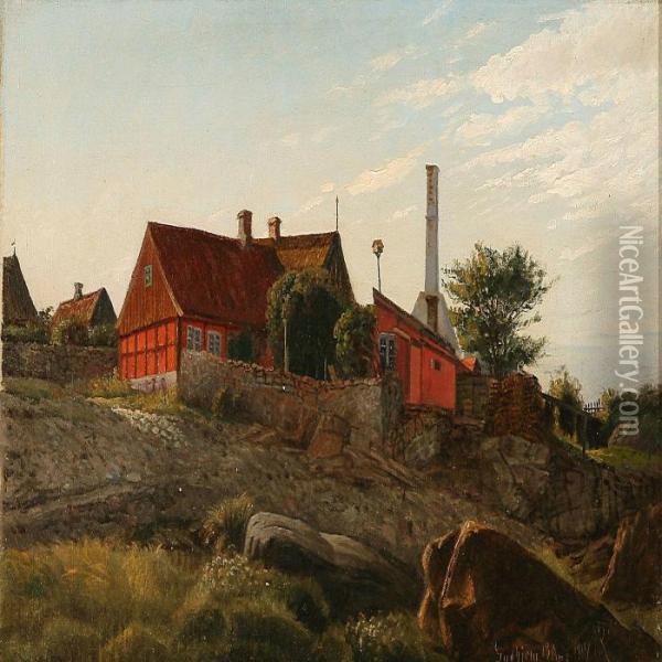 Summer Day At Gudhjem, 
Denmark Oil Painting - Niels Peter Rasmussen