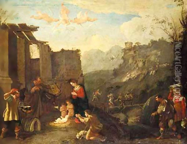The Adoration Of The Shepherds Oil Painting - Domenico (Micco Spadaro) Gargiulo