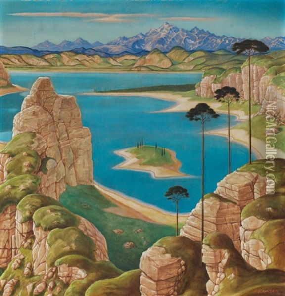 Berglandschaft Oil Painting - Franz Schaden