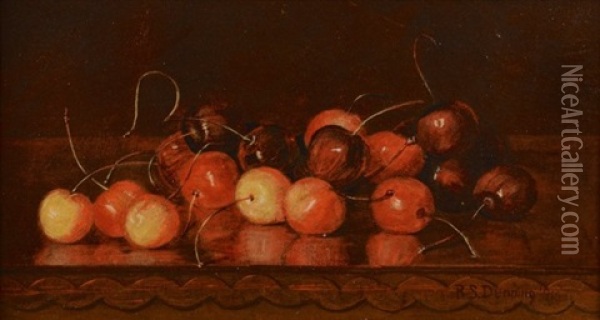 Still Life Of Cherries Oil Painting - Robert Spear Dunning