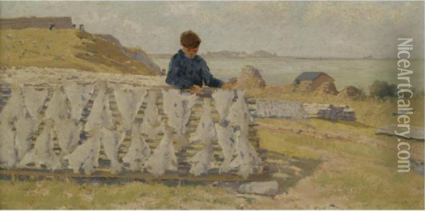 Stockfischtrockner In Saint-malo (drying Cod In Saint-malo) Oil Painting - Theodor von Hormann