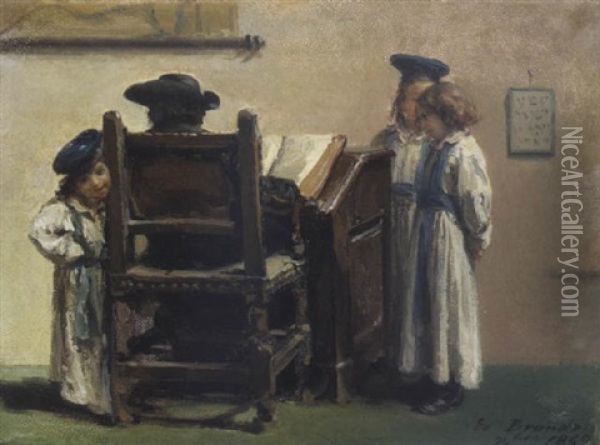 Die Talmudstunde Oil Painting - Jacques Emile Edouard Brandon