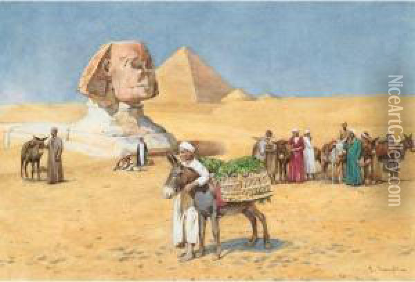 Les Aniers Devant Le Sphinx Oil Painting - Enrico Tarenghi