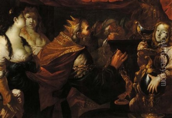 Incoronazione Di Re Salomone Oil Painting - Gioacchino Assereto