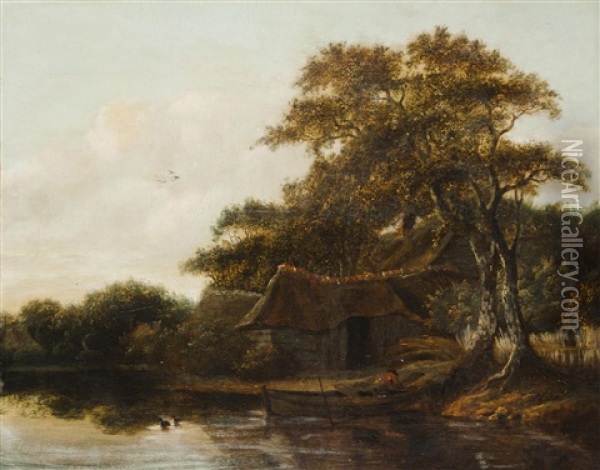 Gehoft Am Fluss Oil Painting - Salomon van Ruysdael