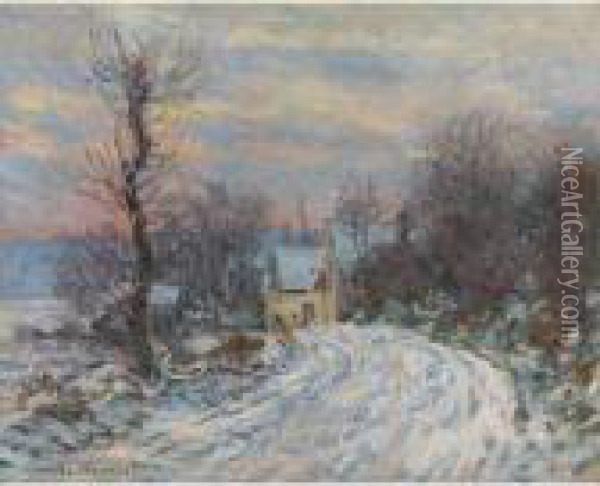 L'entree De Giverny En Hiver Oil Painting - Claude Oscar Monet