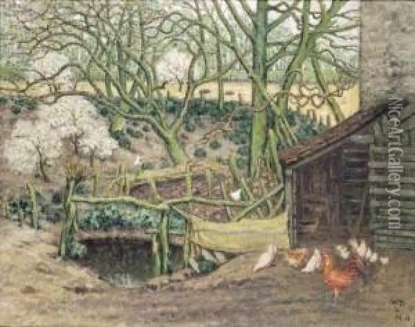 Het Erf (1913) Oil Painting - William Degouve de Nuncques