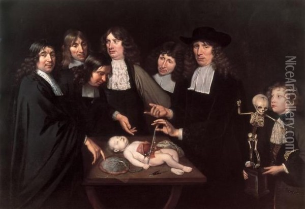 The Anatomy Lesson of Professor Frederik Ruysch 1638-1731 1683 Oil Painting - Jan van Neck