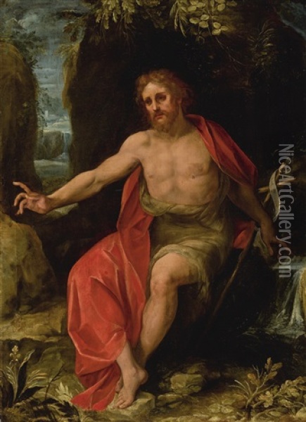John The Baptist In The Wilderness Oil Painting - Giuseppe Cesari