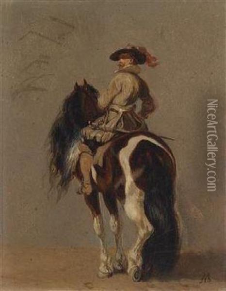 Circle Study Of A Horseman Oil Painting - Hans Makart