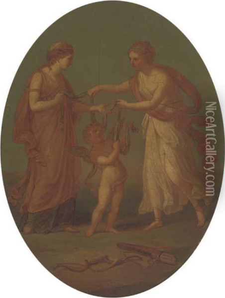 The Disarming Of Cupid Oil Painting - Angelica Kauffmann