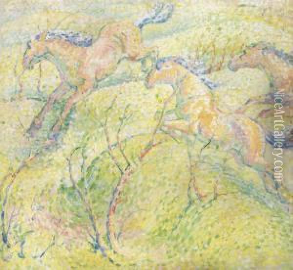 Springende Pferde Oil Painting - Franz Marc