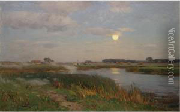 Moonrise Oil Painting - Eugene Gustav Ducker