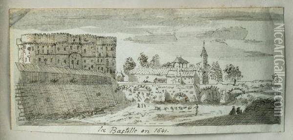 Vue De La Bastille En 1641 Oil Painting - Israel Silvestre