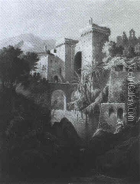 Das Stadttor Von Spoleto Oil Painting - Eduard K.F. Gerhardt