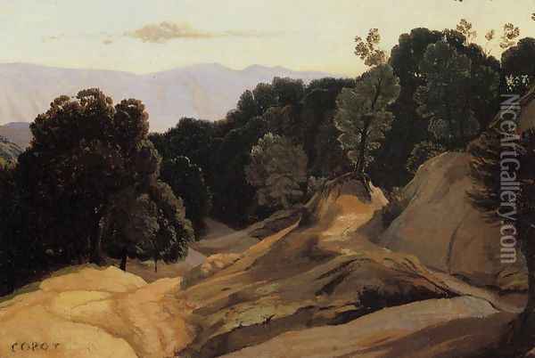 Road through Wooded Mountains Oil Painting - Jean-Baptiste-Camille Corot