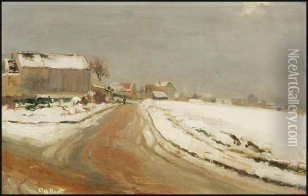 Winter Road, Quebec Oil Painting - Charles Ed. Masson Huot