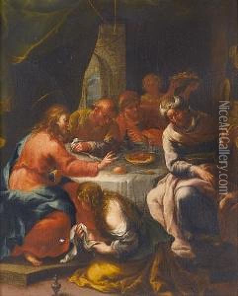 Christ In The House Of Simon The Pharisee Oil Painting - Benedetto Luti