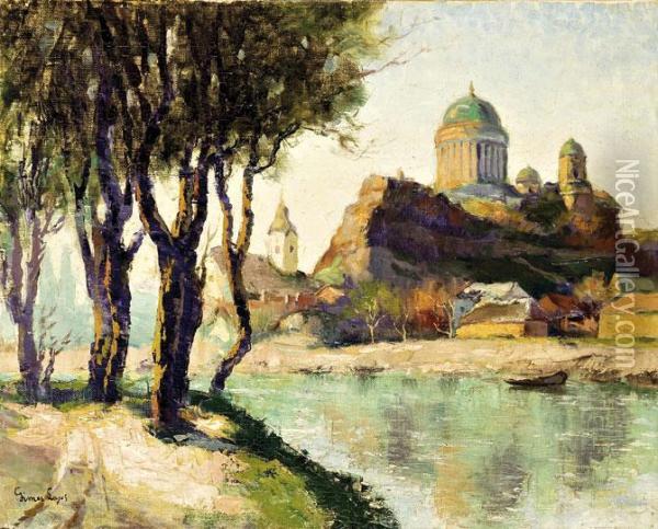 Esztergom Latkepe Oil Painting - Lajos Gimes