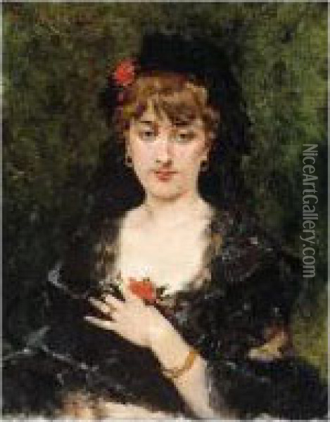 Spanish Beauty Oil Painting - Francisco Miralles Galup