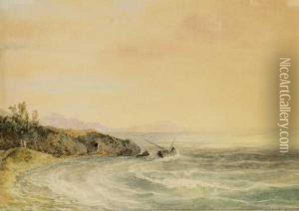 Meeresbrandung An Der Italienischen Kuste Oil Painting - Johann Nepomuk Schodlberger