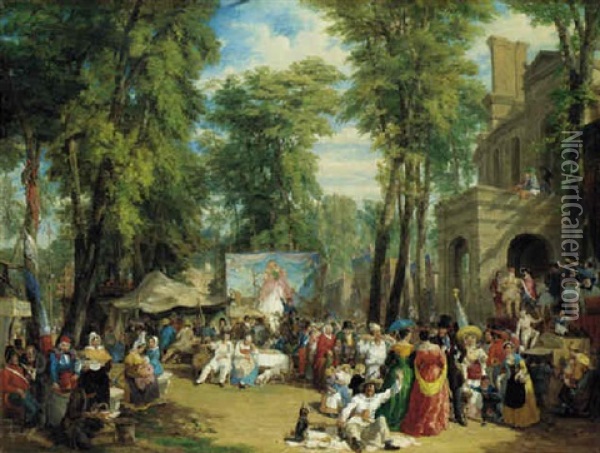 A Fair In The Champs Elysee, Paris Oil Painting - William Parrott
