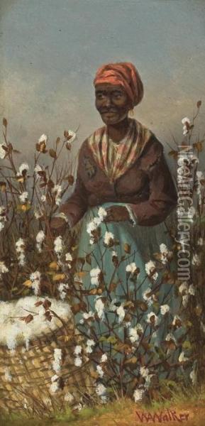 Female Cotton Picker Oil Painting - William Aiken Walker