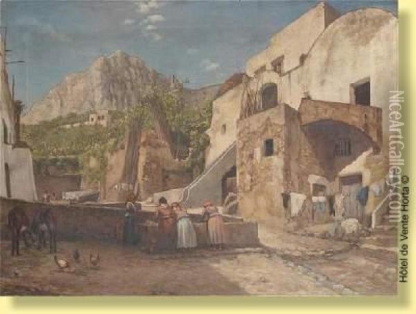 Lavandieres En Espagne Oil Painting - Jules Guiette