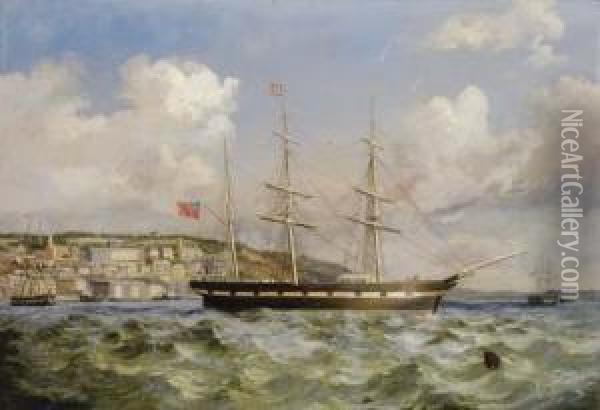 Shipping Off Cobh Oil Painting - George Mounsey Wheatley Atkinson