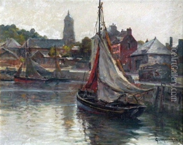 Voilier Au Port Oil Painting - Georges Philibert Charles Maroniez