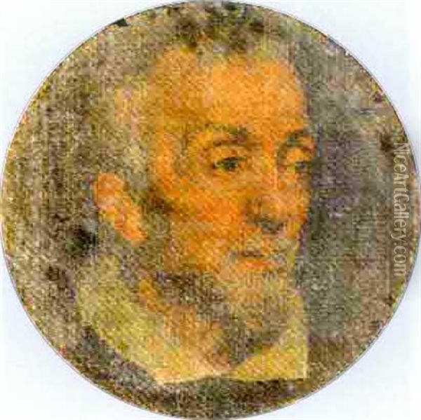 Portrait Of Guido Reni Oil Painting - Simone Cantarini