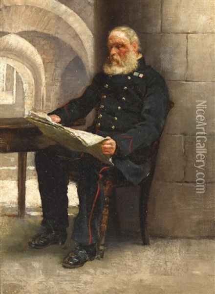 Portrait Of An Army Pensioner At The Royal Hospital, Kilmainham Oil Painting - Richard Thomas Moynan