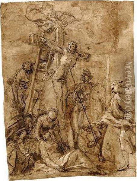 The Crucifixion Oil Painting - Sigismondo Caula