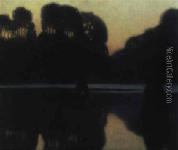 Bootsfahrt Im Abendlicht Oil Painting - Eduard Kasparides