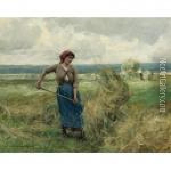 Woman Raking Hay Oil Painting - Julien Dupre