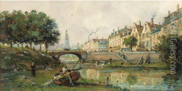 Le Canal De Gand Oil Painting - Gustave Mascart
