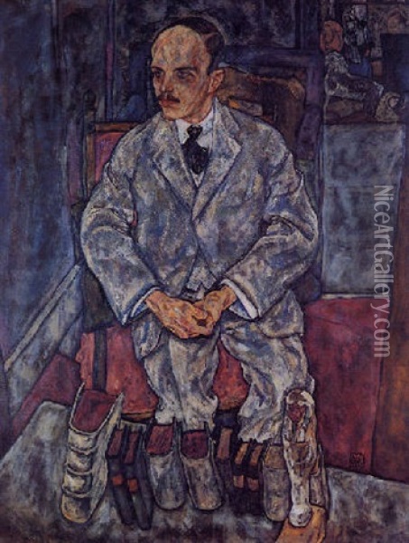 Portrait Of The Art Dealer Guido Arnot Oil Painting - Egon Schiele