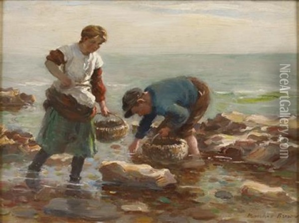 Fisher Bairns Oil Painting - William Marshall Brown