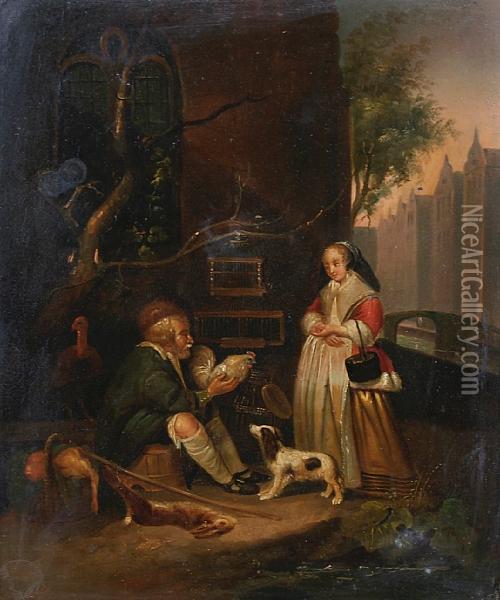 The Poultry Shop Oil Painting - Adrien Ferdinand de Braekeleer