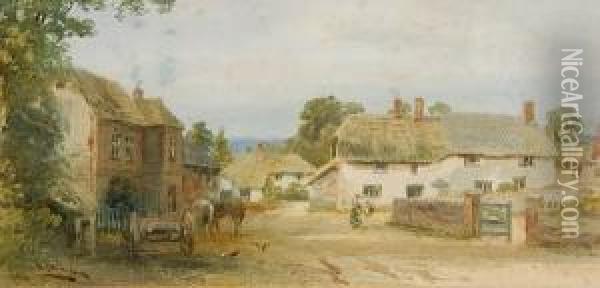 A View Of Awliscombe Village Oil Painting - Alfred Leymann