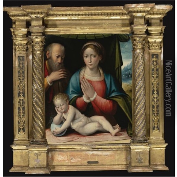 The Madonna And Child With Saint Joseph Oil Painting - Giacomo Francia