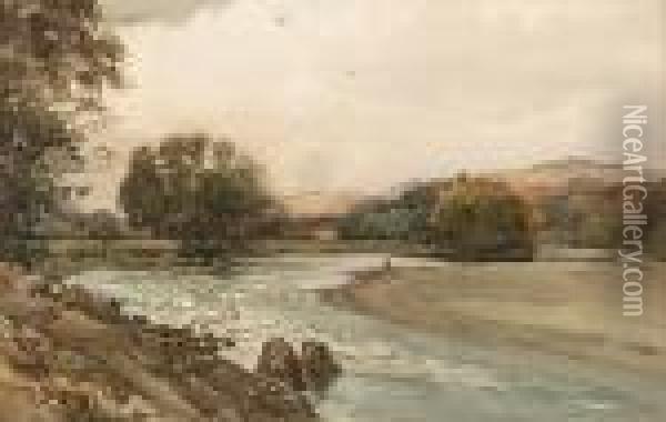 Fishing The Tweed Oil Painting - Tom Scott