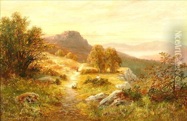Figures On A Path Oil Painting - George Turner