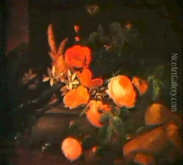 Blumenstilleben Mit Einer Eidechse Oil Painting - Elias van den Broeck
