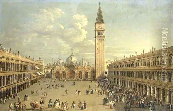 The Piazza San Marco, Venice, looking East towards Saint Mark's, Oil Painting - Antonio Joli