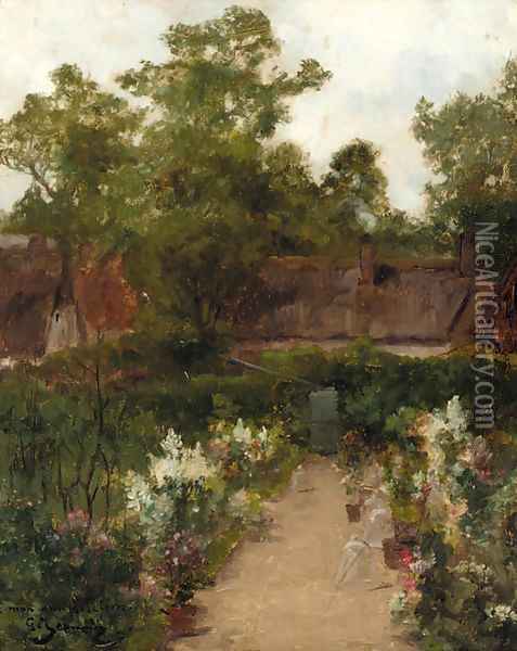 La jardin Oil Painting - Georges Jeannin
